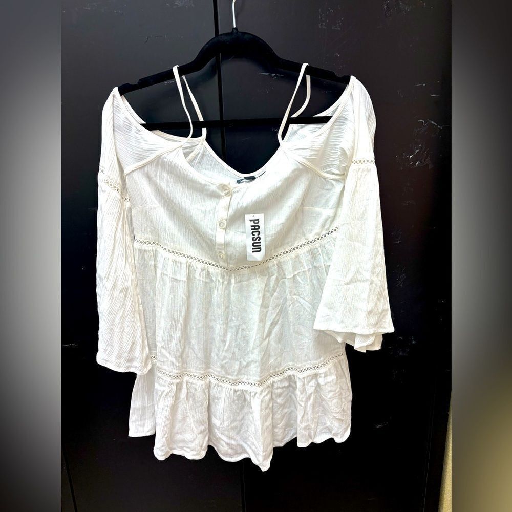Women's White Cold-Shoulder Top, Kendall and Kylie, NWT